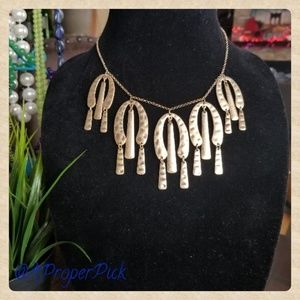 Hammared Goldtone Statement Necklace